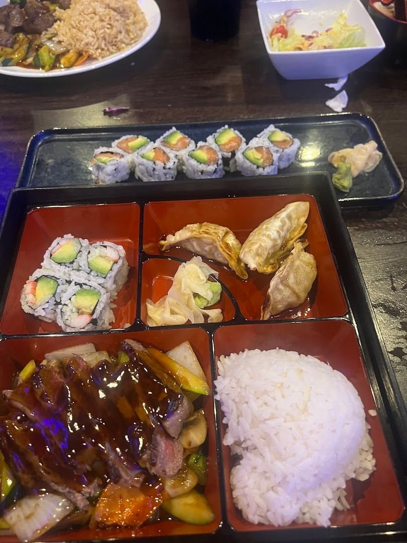Sushi rolls, gyoza and a bento-style meal served at Red Plum