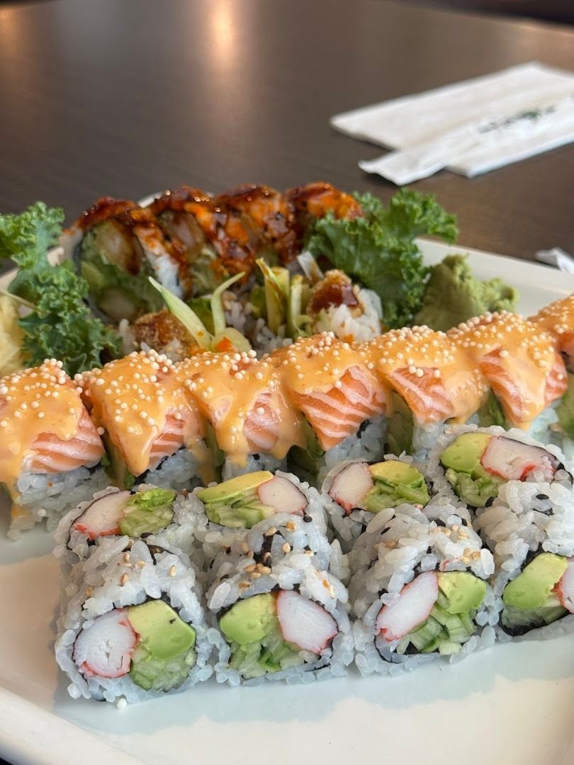 A colorful assortment of Red Plum signature sushi rolls
